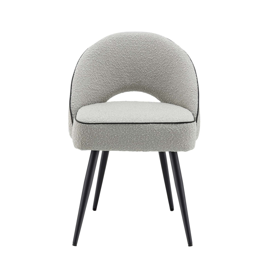 Oakley Set of 2 Grey Boucle Upholstered Dining Chairs with Piping | daals