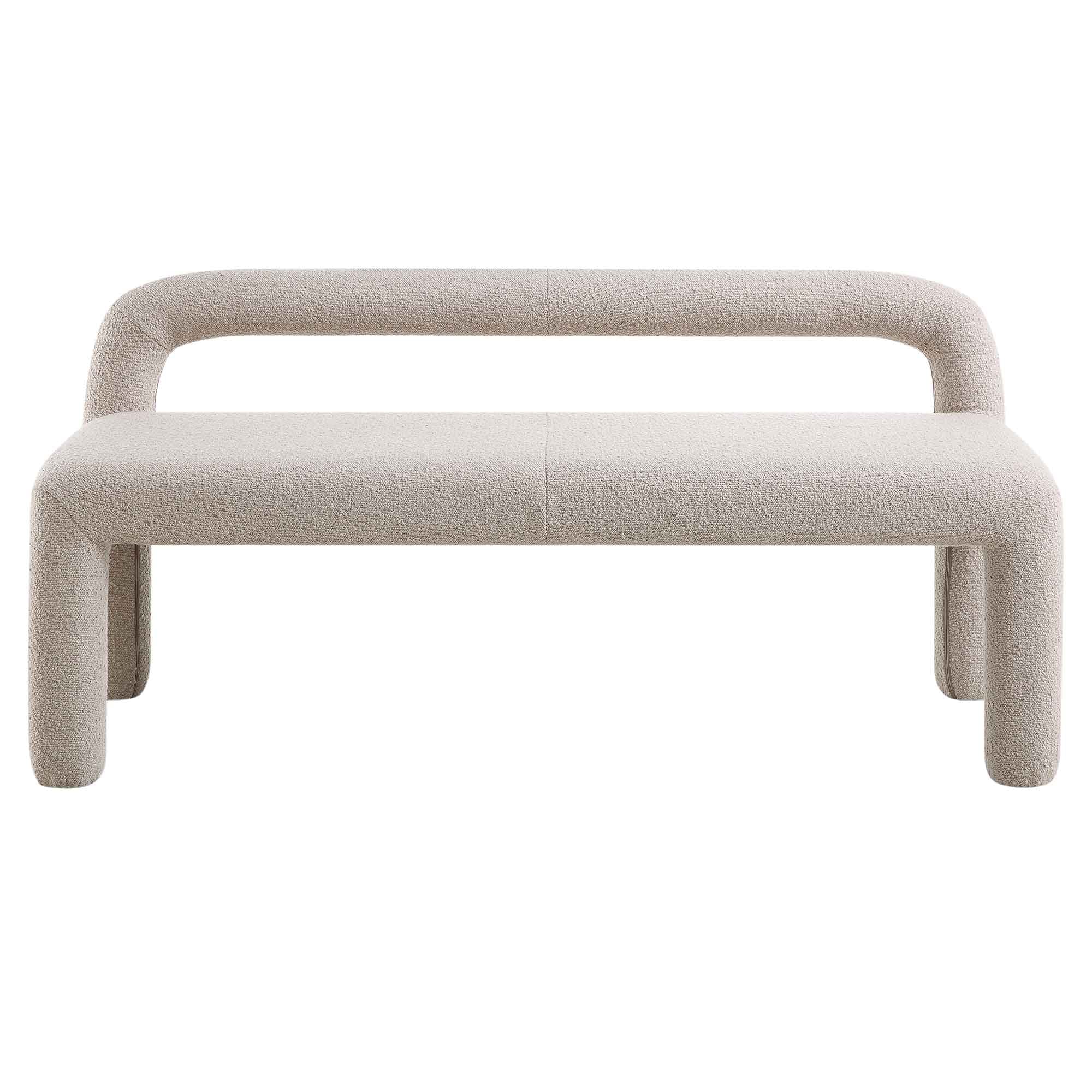 Libby Light Taupe Boucle 3 Seater Dining Bench