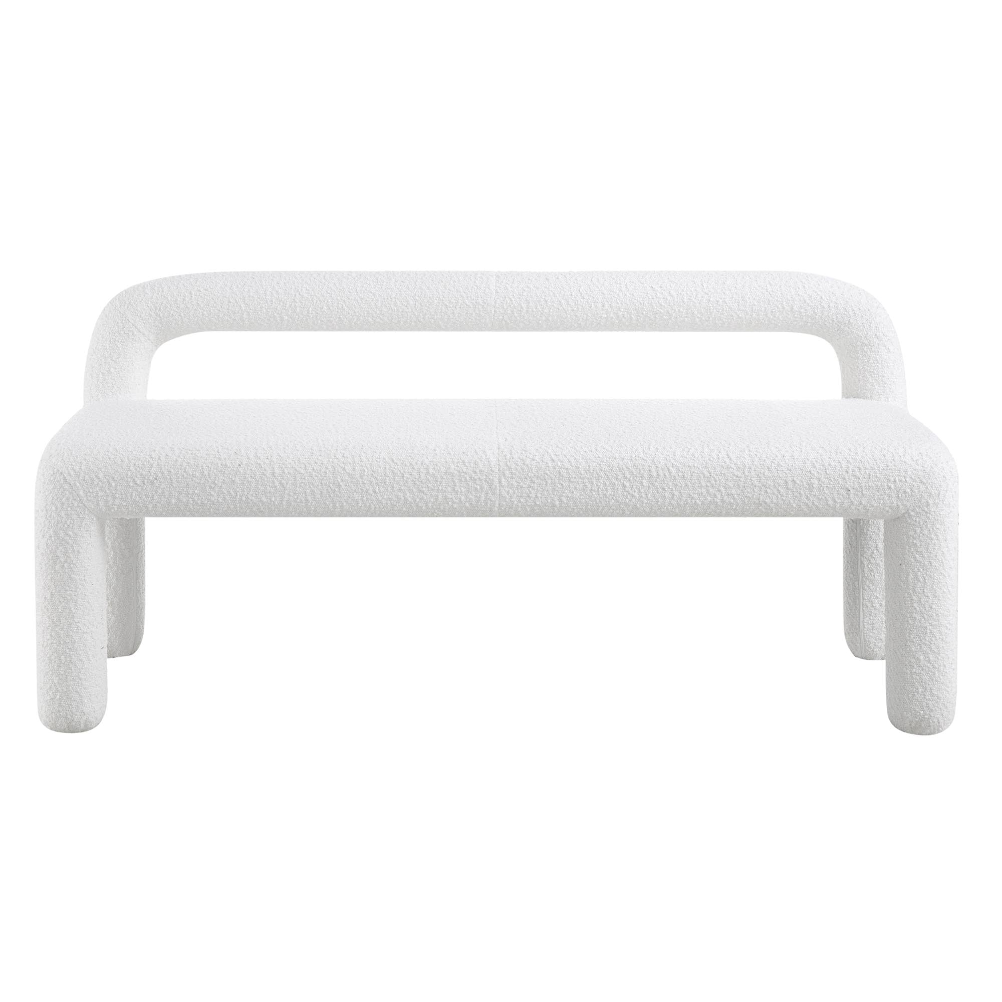 Libby Light White Boucle 3 Seater Dining Bench