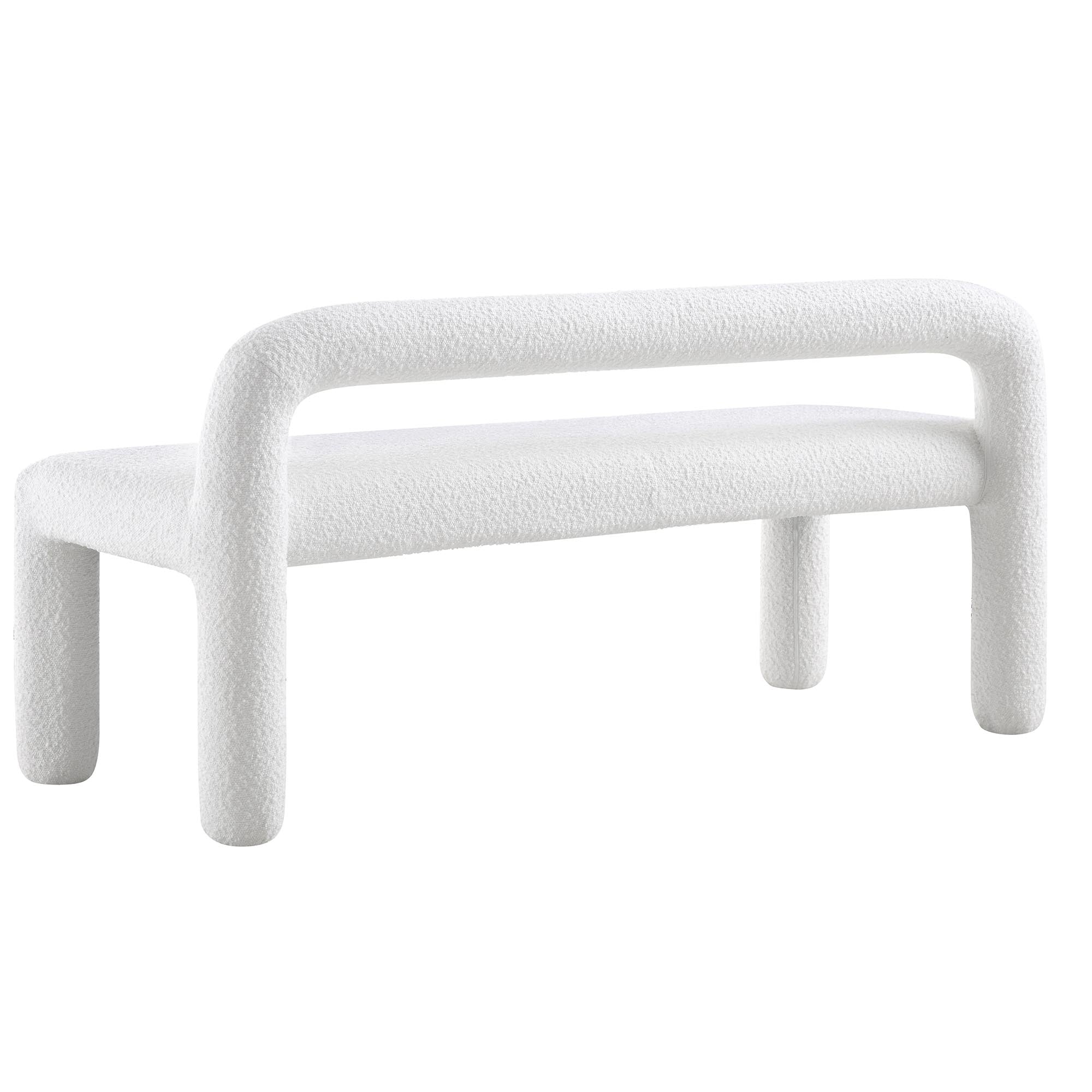 Libby Light White Boucle 3 Seater Dining Bench