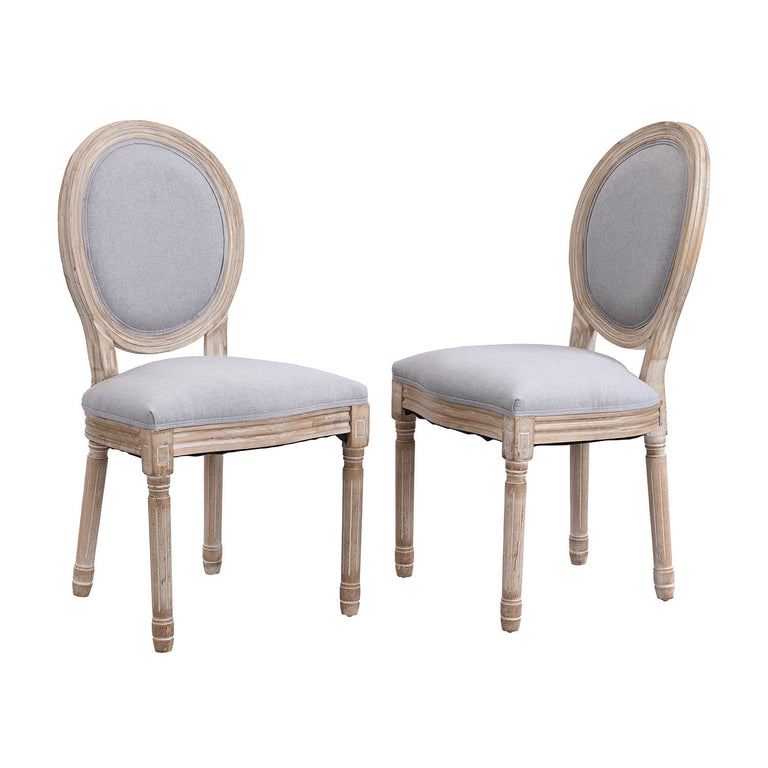 Lainston Set of 2 Classic Limewashed Wooden Dining Chairs, Grey | daals