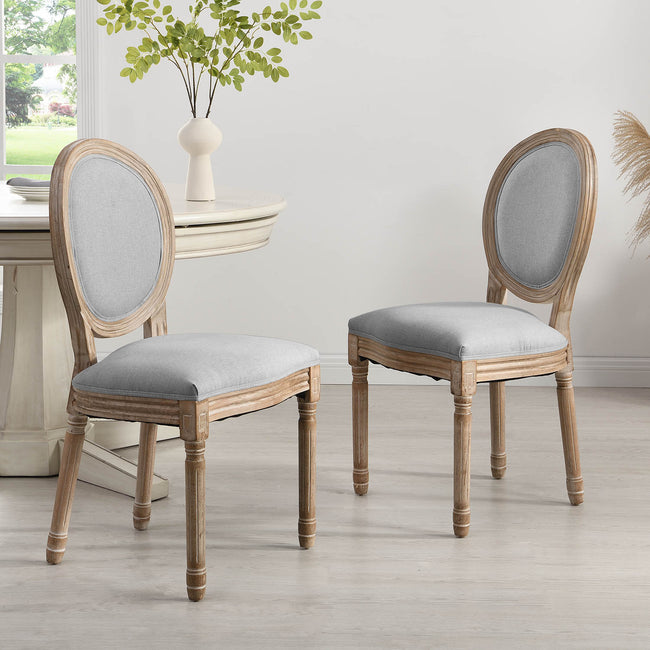 Lainston Set of 2 Classic Limewashed Wooden Dining Chairs, Grey | daals