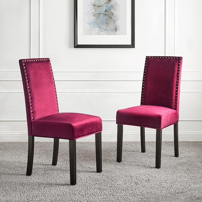 Red velvet dining deals chairs