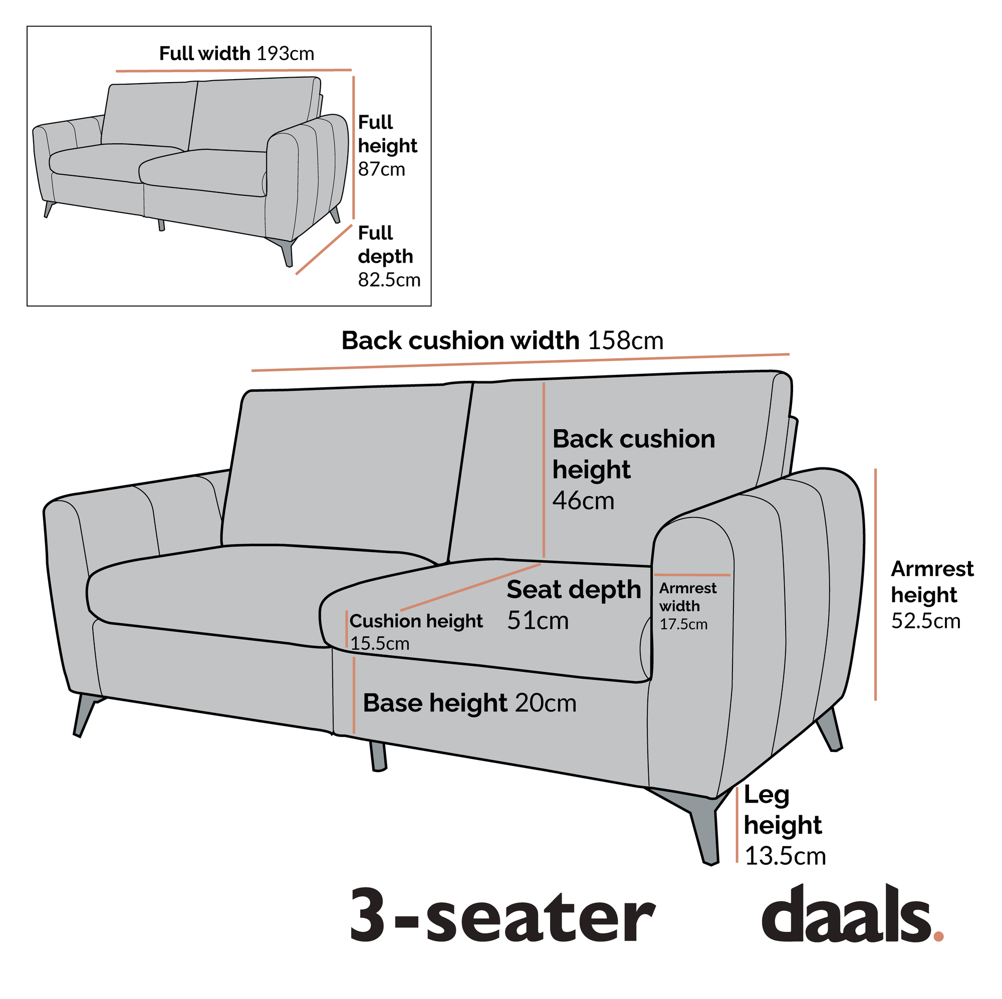 Noak 3-Seater Grey Faux Leather Sofa with Chrome Legs