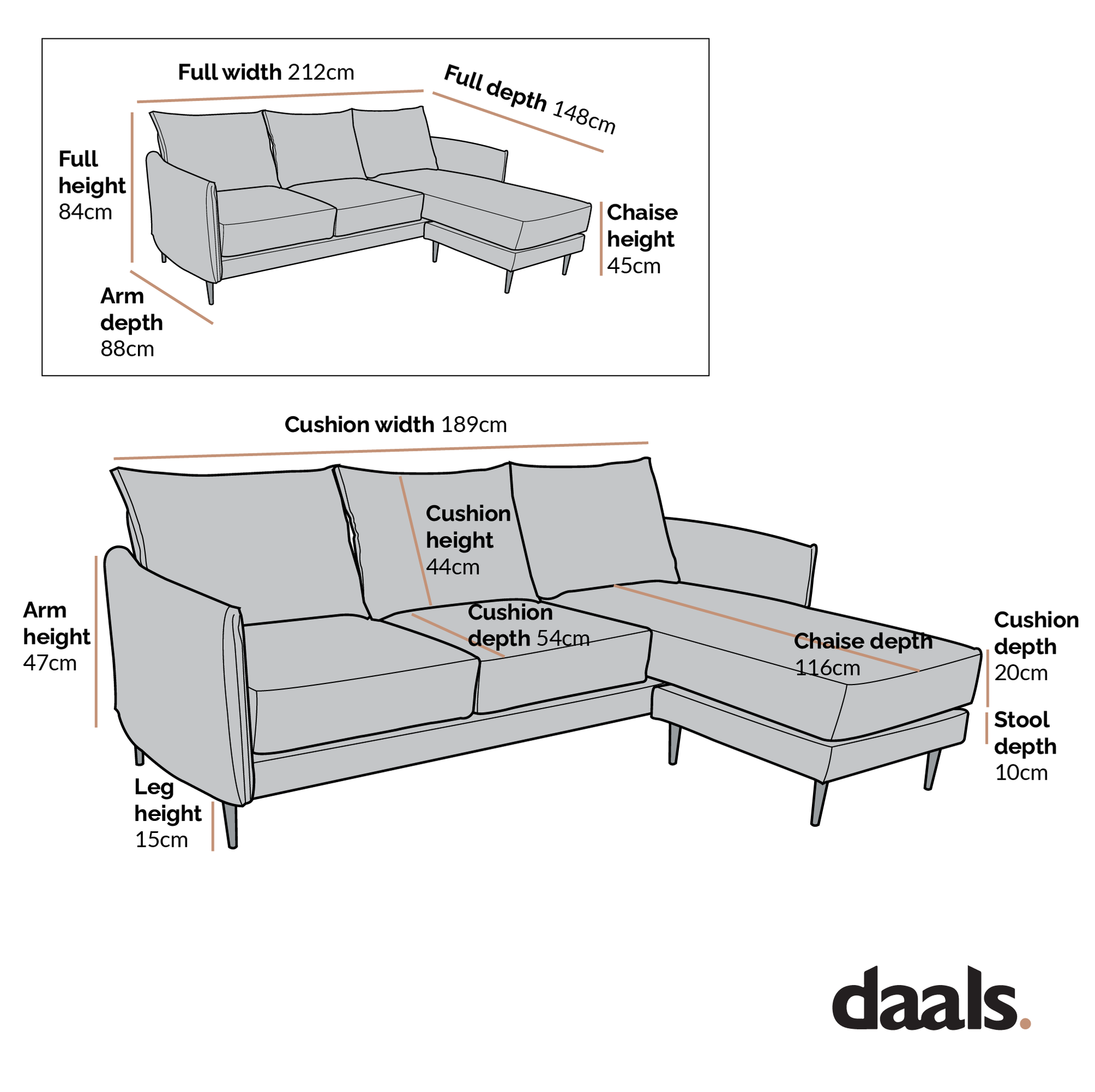 Bari Light Grey Brushed Fabric Chaise Sofa