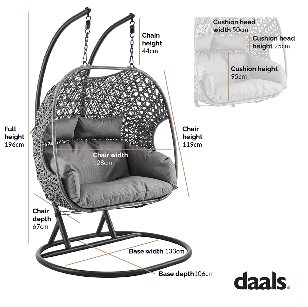 Maren Indoor Outdoor Double Hanging Chair | daals