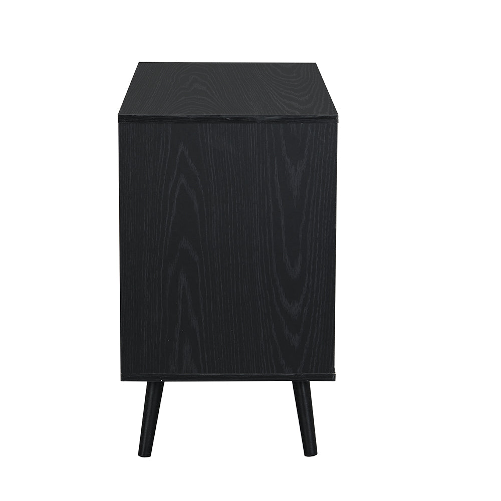 Frances Woven Rattan 1-Door Cabinet in Black