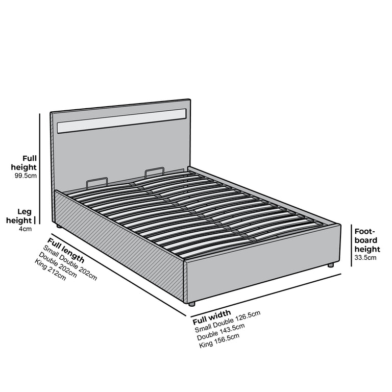 Pimlico End Opening Ottoman Storage Bed Frame with Muti-colour LED ...