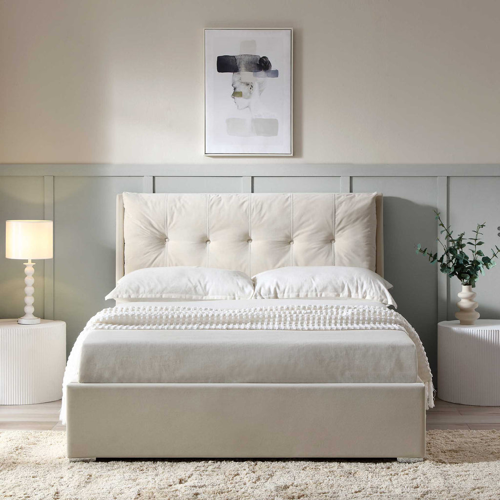 Hadley Champagne Velvet Ottoman Storage Bed | daals