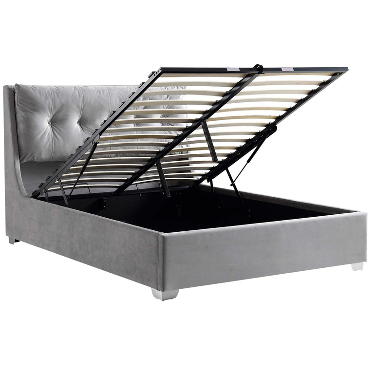 Hadley Grey Velvet Ottoman Storage Bed | daals