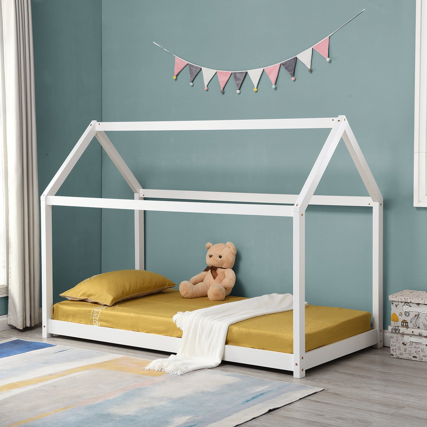 Bethwin Solid Wood Kid's House Bed in White