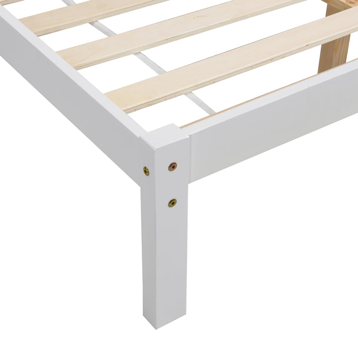 Elgin Wooden Bed Frame with Shelf Headboard | daals