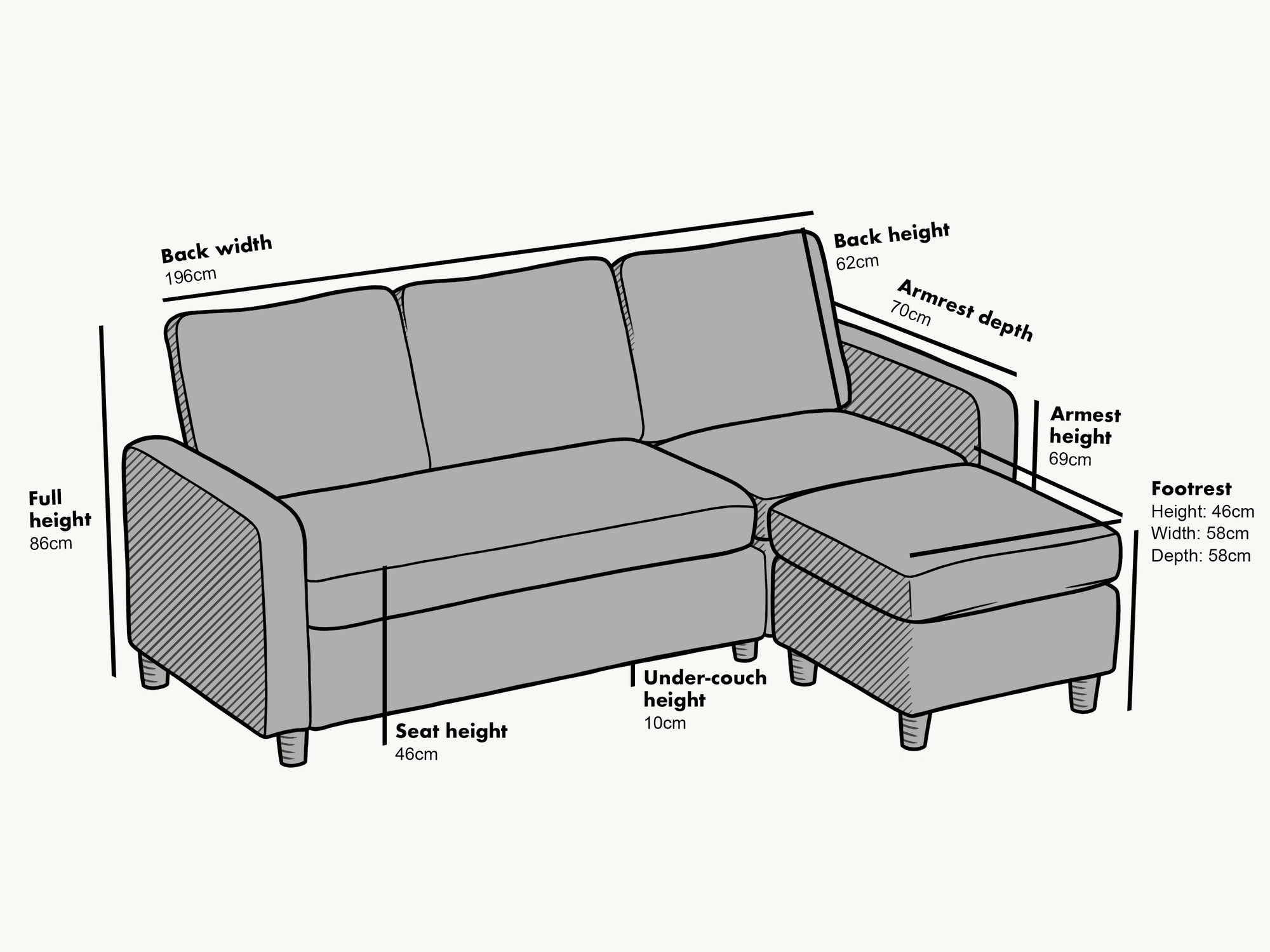 Campbell 3 Seater Sofa with Reversible Chaise in Green Velvet