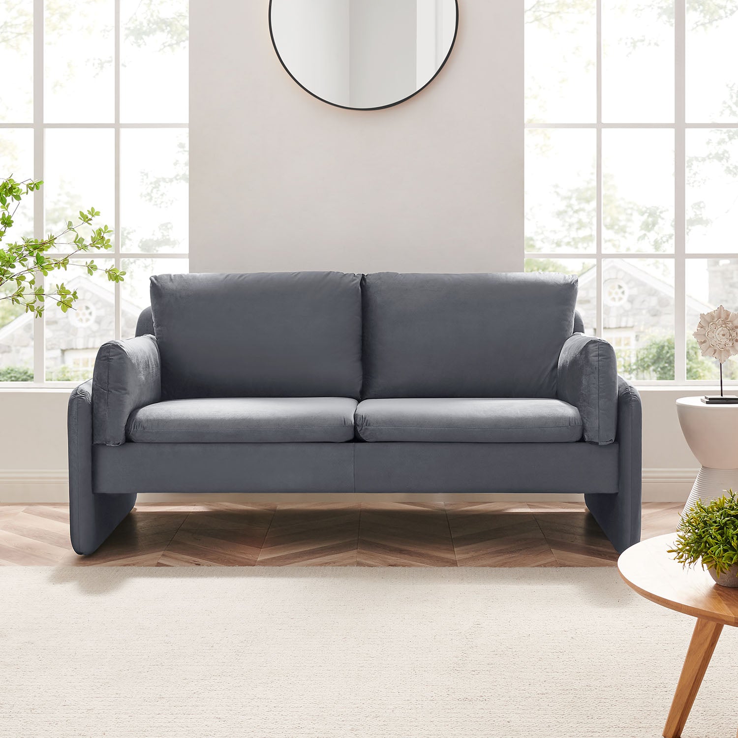 Clapham 2-Seater Grey Velvet Fabric Sofa