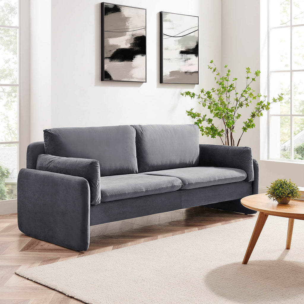 Clapham 3-Seater Grey Velvet Fabric Sofa | daals