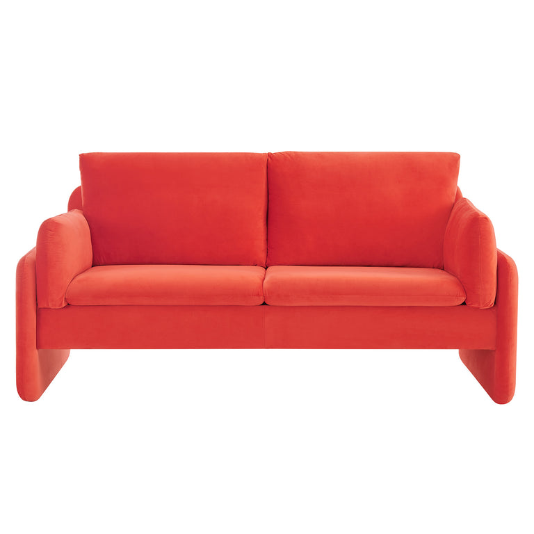 Clapham 2-Seater Flaming Orange Velvet Fabric Sofa | daals