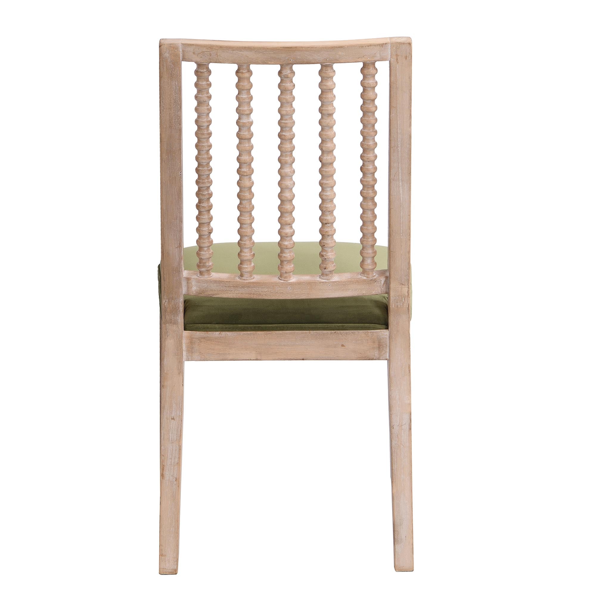 Hemingford Set of 2 Moss Green Velvet Bobbin Spindle Dining Chair