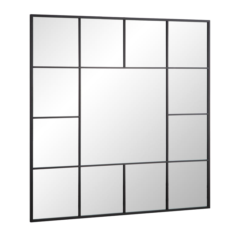 Herbert Industrial Metal Window Mirror 120 x 120 cm, Black | daals