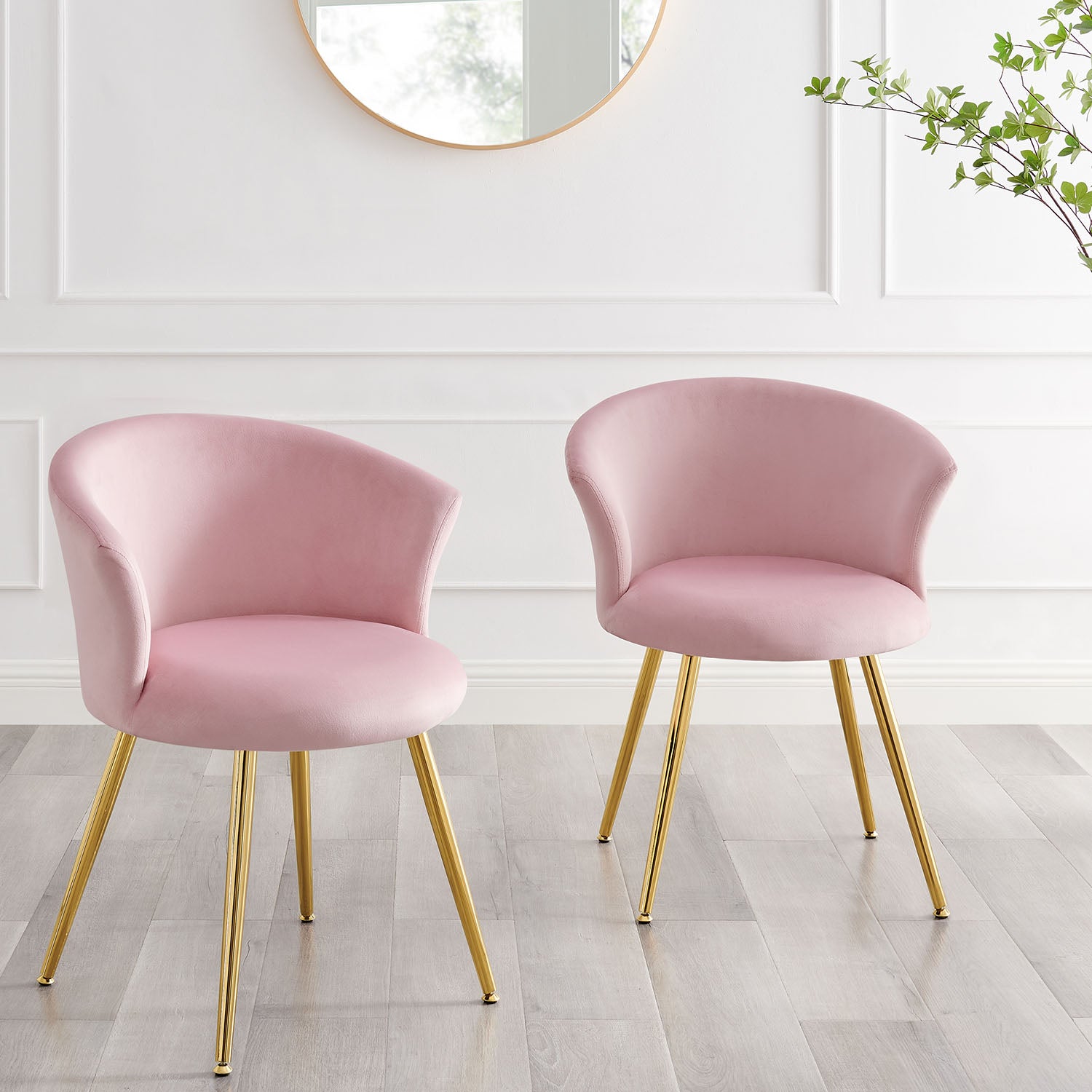 Kylie Set of 2 Pink Velvet Dining Chairs