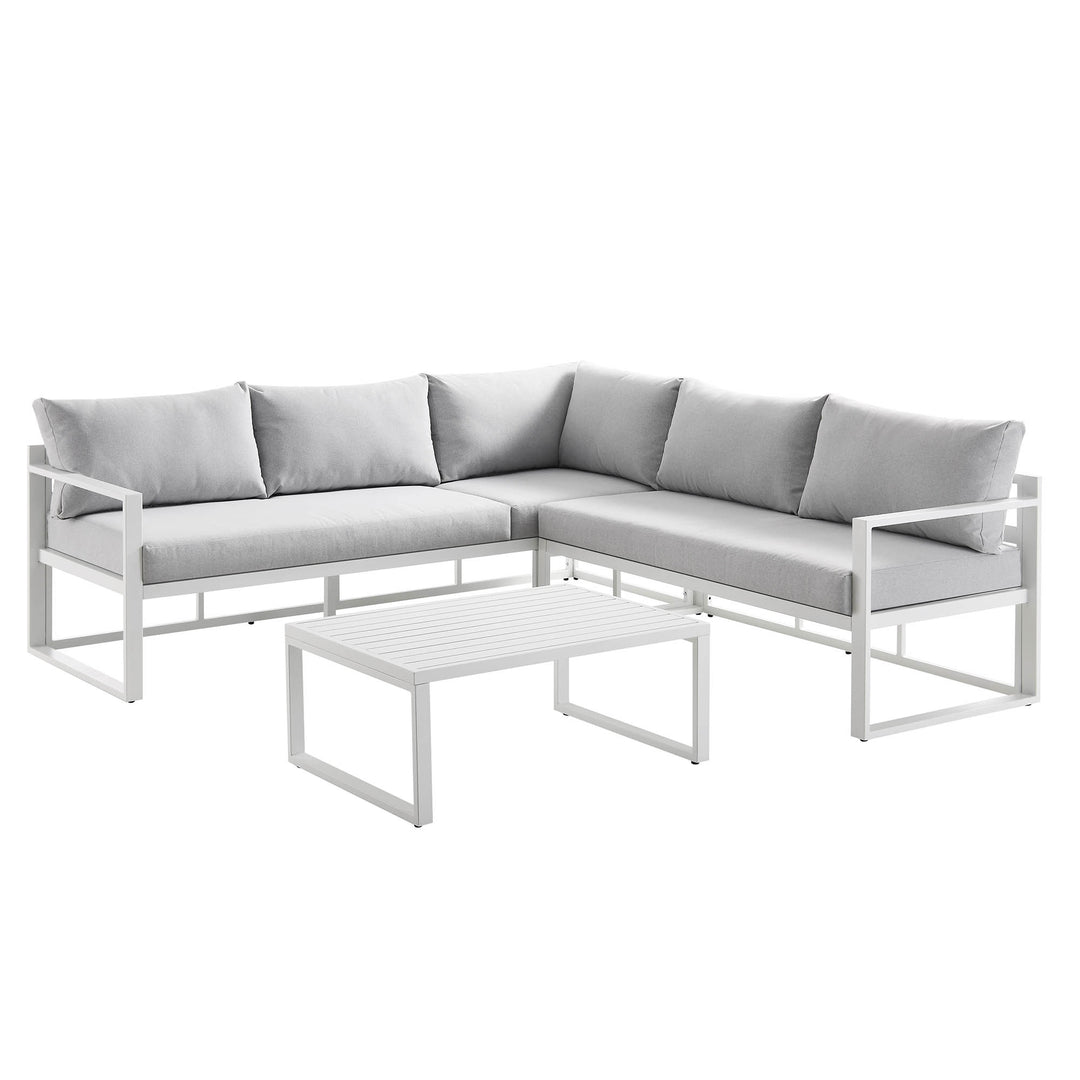 Albany Aluminium Corner Sofa Set with Reclining Back and Coffee Table ...