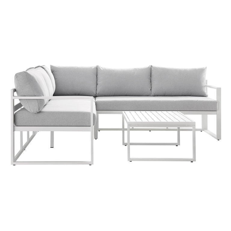 Albany Aluminium Corner Sofa Set with Reclining Back and Coffee Table ...