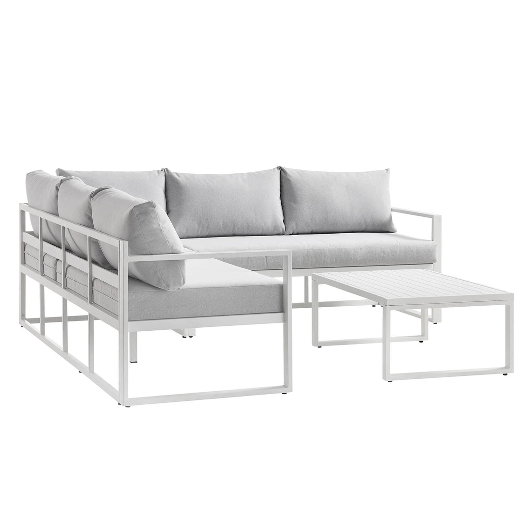 Albany Aluminium Corner Sofa Set with Reclining Back and Coffee Table ...