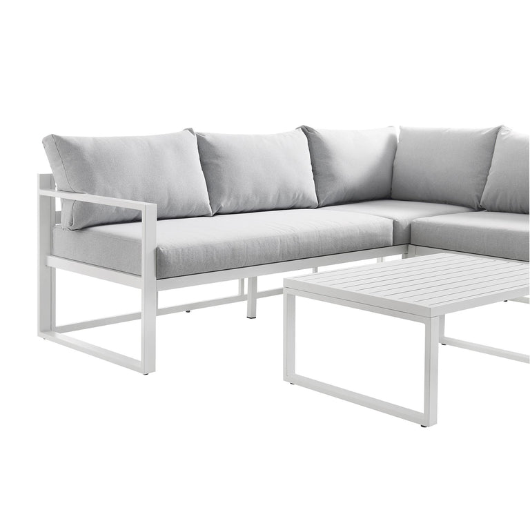 Albany Aluminium Corner Sofa Set with Reclining Back and Coffee Table ...