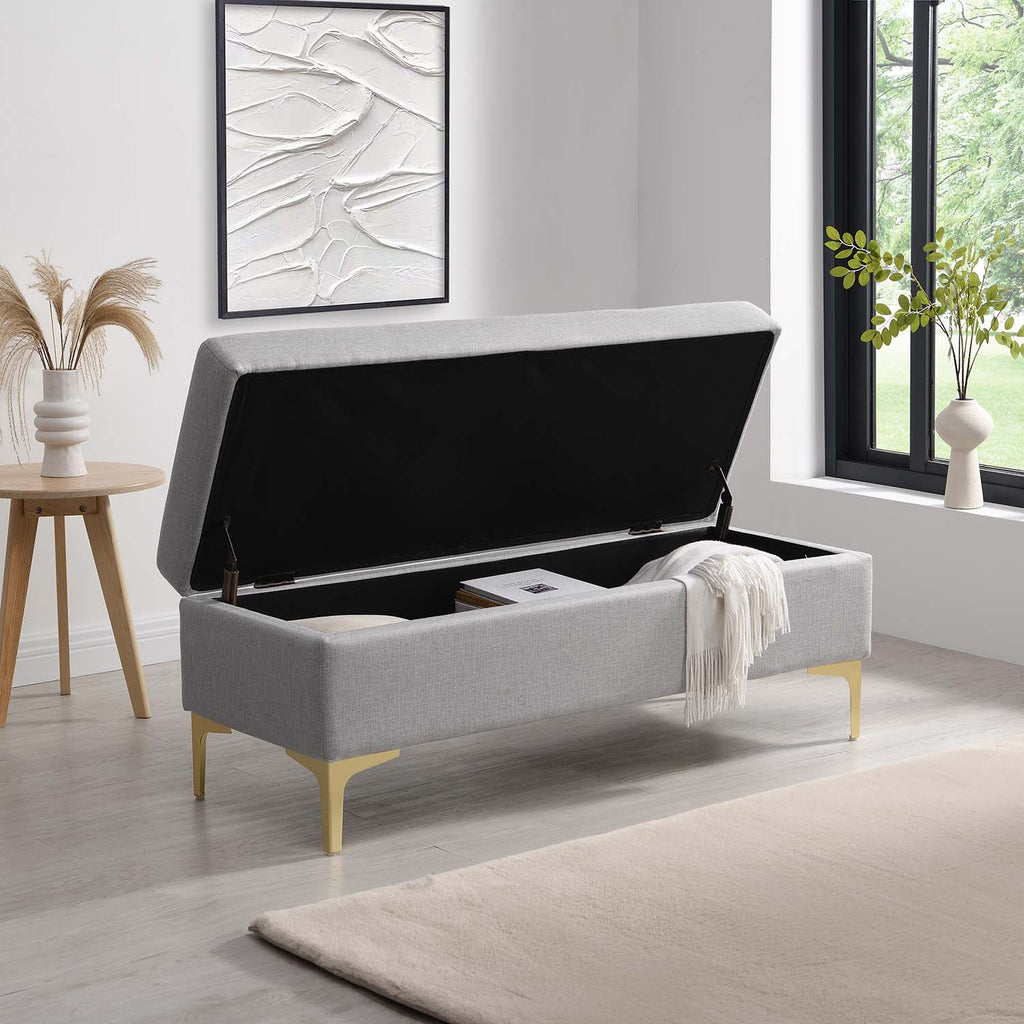 Haven Grey Fabric 120cm Large Storage Ottoman Bench | daals