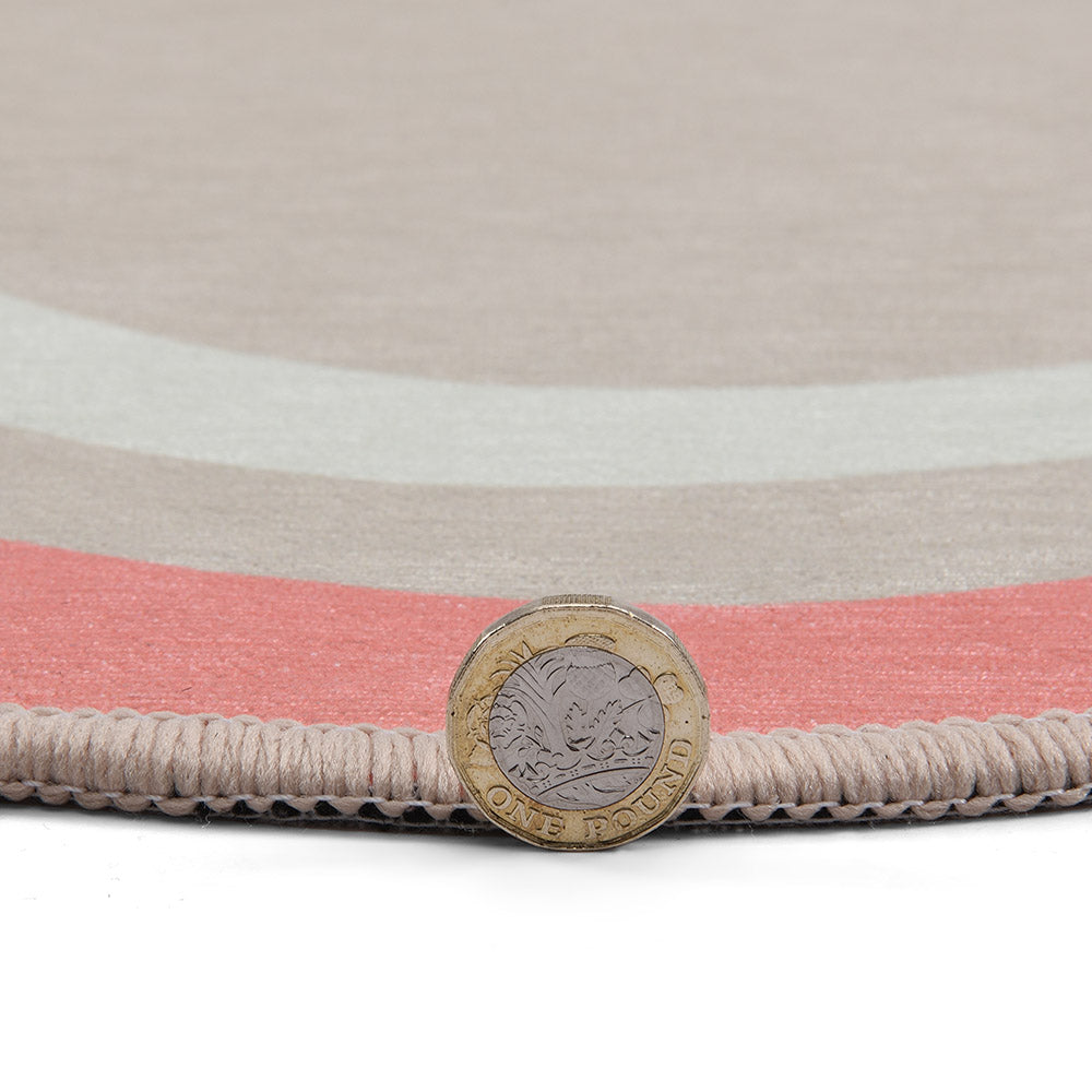 Ella Pink Scalloped Edge Chenille Printed Rug 80 x 150 cm