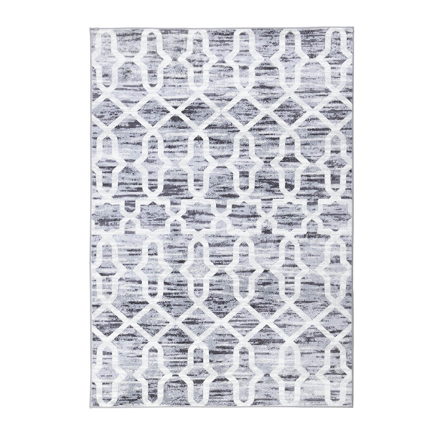 Trellis Grey Distressed Printed Rug 120 x 170 cm