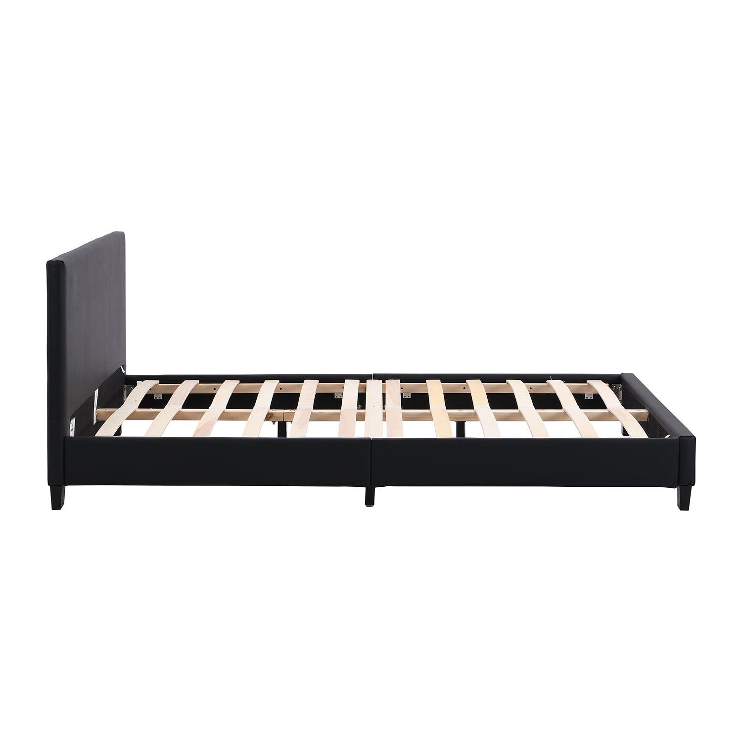 URSA Black PU Leather Bed Frame with LED on Footend