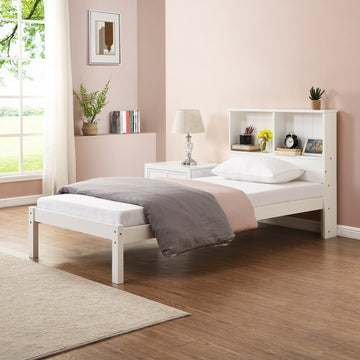 Elgin Wooden Bed Frame With Shelf Headboard 