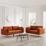 Pelham Velvet Orange Sofa, 2-Seater and 3-Seater | daals