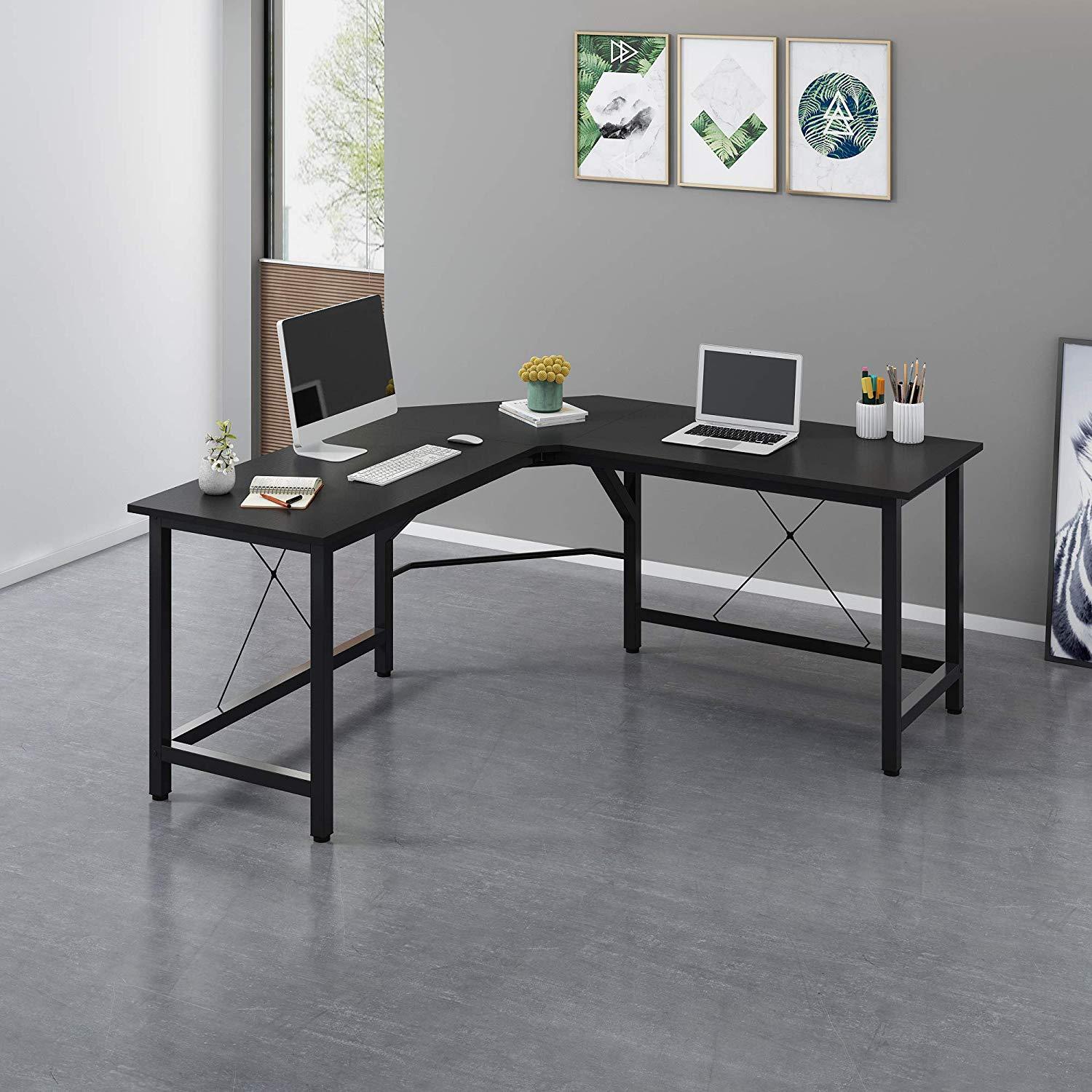 Munich L-Shaped Corner Desk in Black